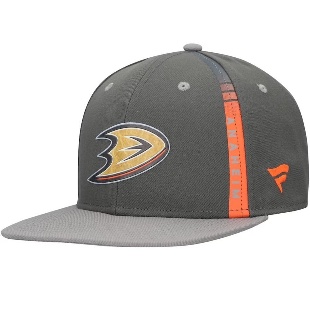 Anaheim Ducks Hat Fanatics Snapback Cap Gray Flat Brim NHL Hockey Men's